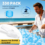 330 Pack Reusable Ice Cubes with Scoop, BPA-Free Refreezable Plastic, Slow-Melting, Fast Freeze 2H, for Whiskey Coffee Juice, Ice Bath, Coolers, Party Camping