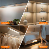 Under Cabinet Lighting Wireless, Rechargeable Motion Sensor Light Indoor, 3 Color Dimmable Closet Light Battery Operated with LED Power Display, Magnetic Under Counter Lights for Kitchen, Home (3Pack)