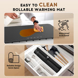 VTAR Rollable Electric Food Warming Mat | 3-Temp Buffet Tray Warmer for Parties | Even Heating, Portable Silicone Design, Auto Shut Off & Child Lock- Black