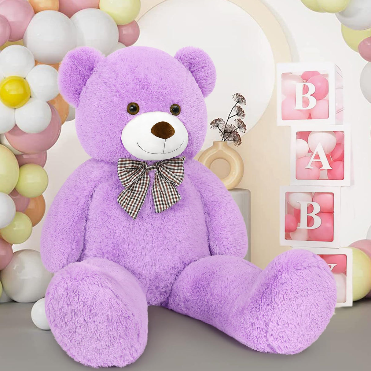 MaoGoLan Big Purple Human Size Teddy Bear 4 Feet 47 inch Huge Lavender Teddy Extra Large Lilac Bears for Girlfriend Wife