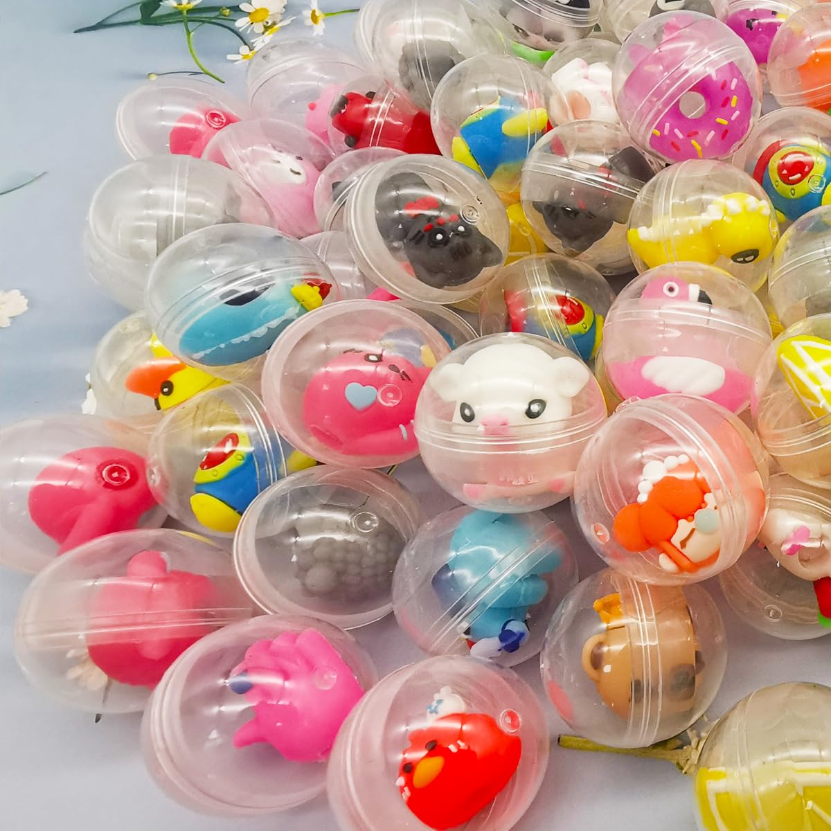 50pcs Adorable Mini Kawaii Capsule Toys Collection Perfect for Sharing Educational Great for Kids Boys Girls Goodie Bag Christmas Stocking Stuffers Treasure Box Classroom Prizes Carnival Gifts