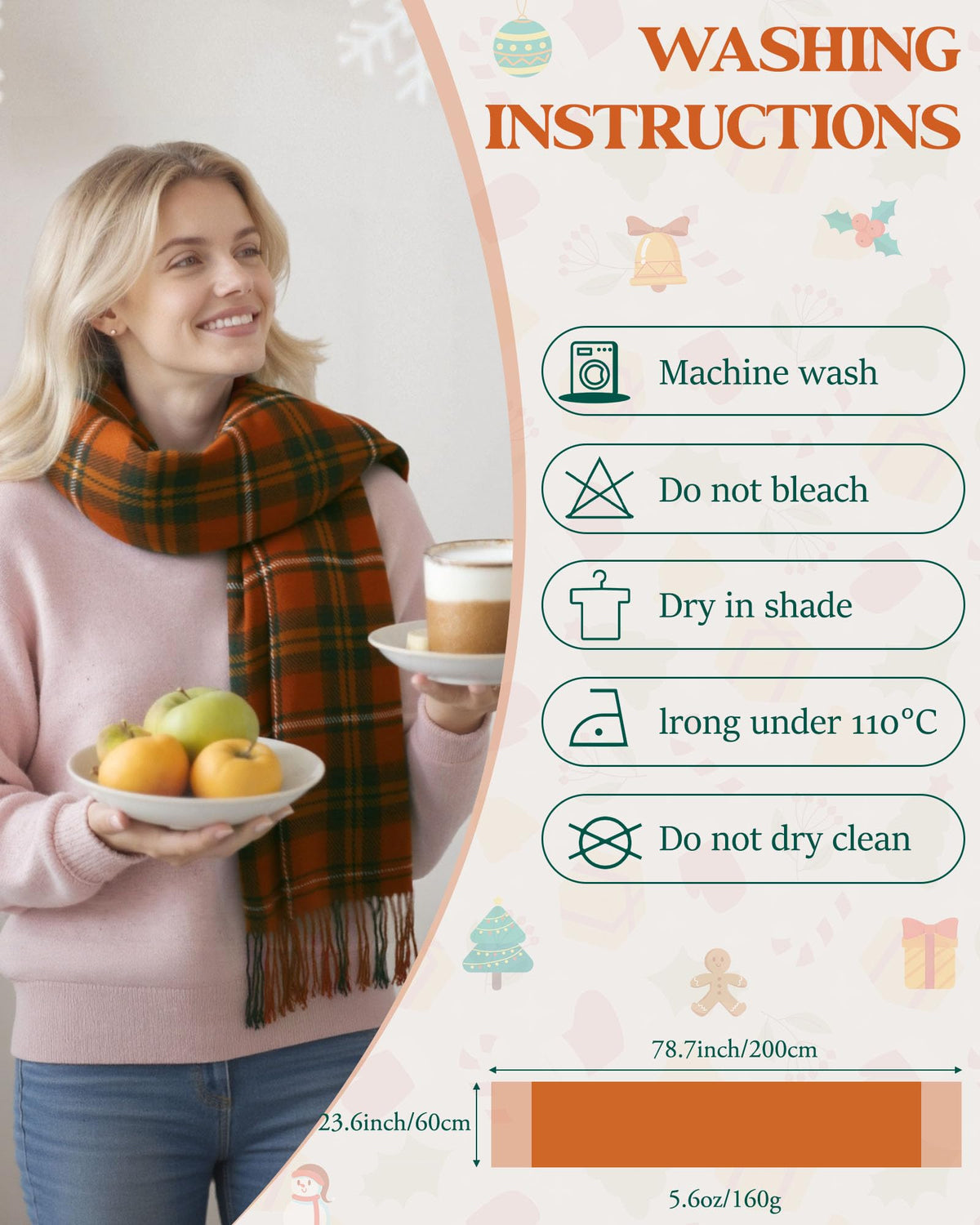YSense Winter Scarf for Women Long Plaid Scarves Ladies Gifts
