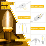 2Pack Accessory Cord with 12 LED Light Bulbs Christmas Village String Light 10.3FT White Cord with Spare Fuse Warm White C7 Lamp for Halloween Pumpkins Christmas Village Houses and Craft Decoration