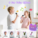 Mini Karaoke Machine Toys Gifts,Kids Portable MP3 Player with 2 Wireless Microphone and LED,Christmas Birthday Gifts for Girls Boys 3 4 5 6 7 8+ Year Old (Purple)