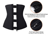 YIANNA Latex Waist Trainer for Women Tummy Control Zipper Underbust Waist Cincher Corset Hourglass Body Shaper Sport Girdle, YA2219-Black-M