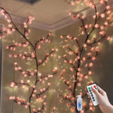 Cherry LED Tree Branch Lights for Wall, Cherry Blossom Willow Vine Twig Decor Garland with 72 LED Lights and Remote,8 Lighting Modes,Christmas Decorations Indoor for Home Wall Door Window (63inch)