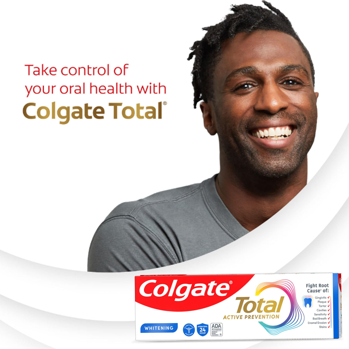 Colgate Total Whitening Toothpaste with Fluoride, 10 Benefits Including Sensitivity Relief and Stain Removal, Mint, 5.1 ounces (4 Pack)