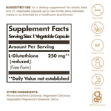 Solgar Reduced L-Glutathione 250 mg - 60 Vegetable Capsules - Antioxidant Support - Non-GMO, Vegan, Gluten Free, Dairy Free, Kosher - 60 Servings
