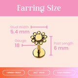 Cords Club Sun Flat Back Stud- Hypoallergenic Titanium Women's Earring