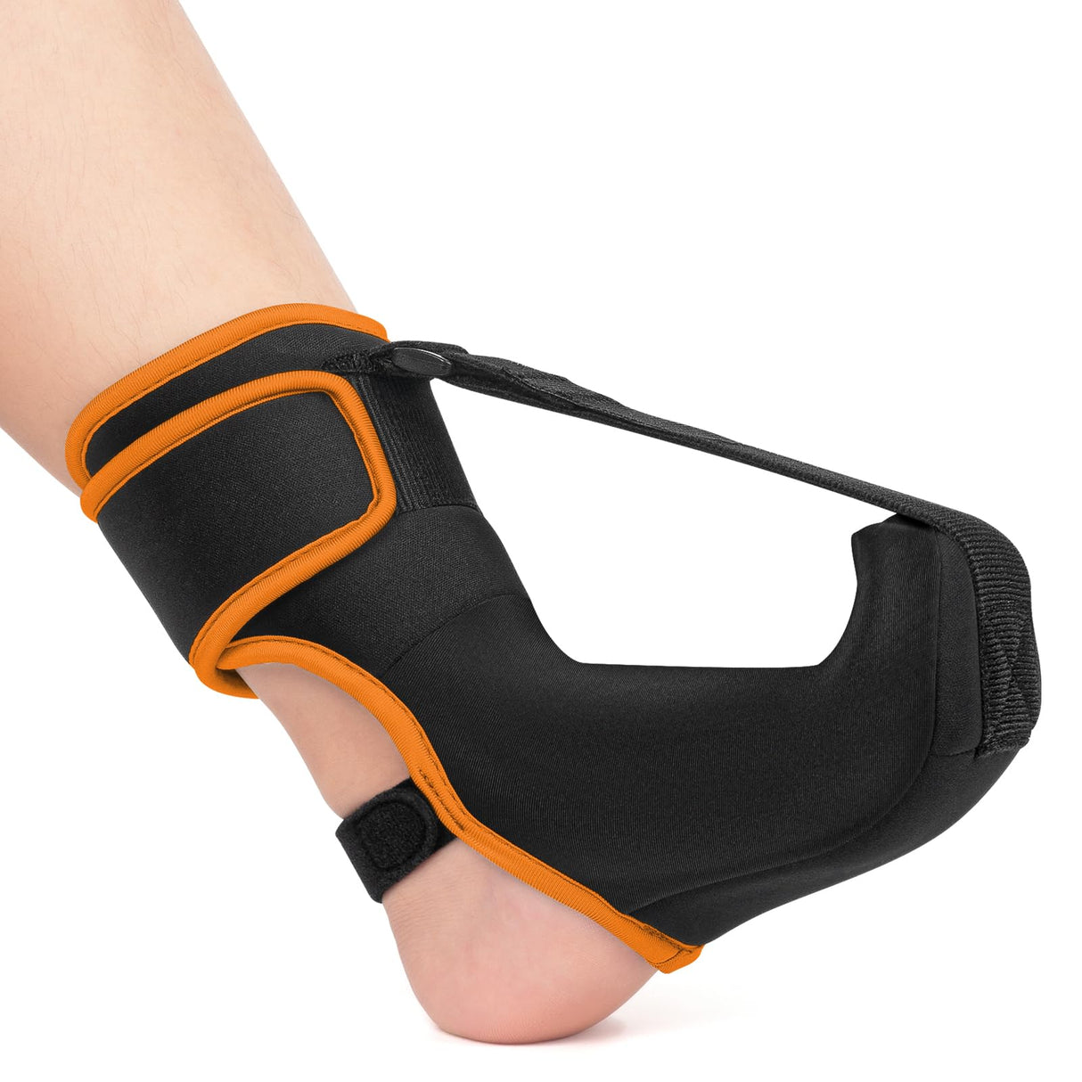 CEZUVR-US Plantar Fasciitis Night Splint Sock: Upgraded Plantar Fasciitis Brace with Support Plate for Women Men for Achilles Tendonitis Foot Drop Heel Spur Pain Relief Black-Orange Large