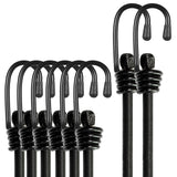 BEXSLE Bungee Cords with Hooks, Heavy Duty Outdoor Elastic Bungee Straps，No Odour Industrial Grade Bungee Rope for Securing Tarps, Luggage,Tents, Bikes or Garden Tidying 24in6pcs + 48in2pcs (Black)
