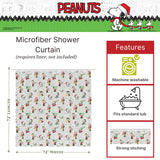 Franco Peanuts Holiday Christmas Bath Microfiber Shower Curtain, 72x72, (Officially Licensed Product)