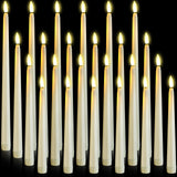 Rossesay 24 Pcs Flameless LED Taper Candles Battery Operated Candles 8.58'', 9.69'', 10.98'', 12.91'', 12.8'' Flameless Candlesticks Flickering for Halloween Christmas Church Wedding(Ivory)