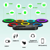 VerkTop Electric Drum Set Built-in Speaker, Kids Electronic Drum Practice Pad Kit, Portable Roll Up Drum Machine with 2 Foot Pedals, Drumsticks, Great Birthday Christmas Gifts for Girls Boys