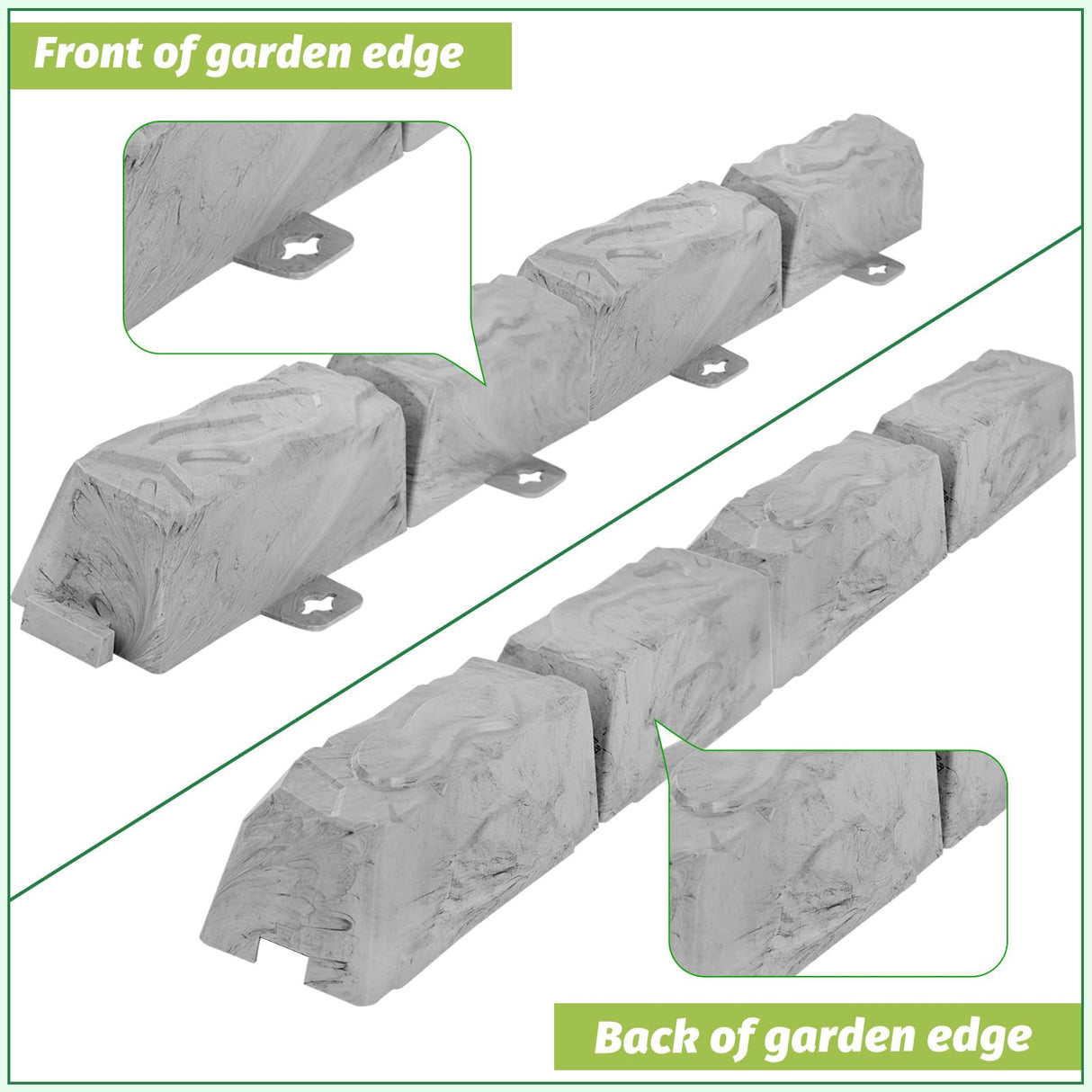 16 Pack Garden Landscape Edging Borders, Lawn Edging for Landscaping, No Dig Fencing Lawn Border, DIY Outdoor Patio Yard Balcony Landscaping, for Lawn Yard Pathway Divider 20 Ft Total
