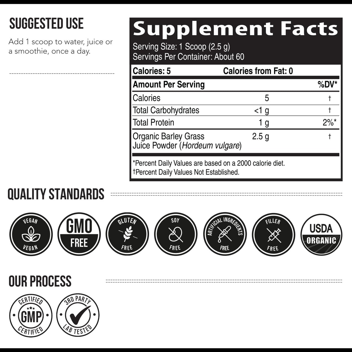 Organic Barley Grass Juice Powder - Grown in Volcanic Soil of Utah - Raw & BioActive Form, Cold-Pressed then CO2 Dried – Gluten Free, GMO free, Vegan - Complements Wheatgrass Juice Powder - 5.3 oz