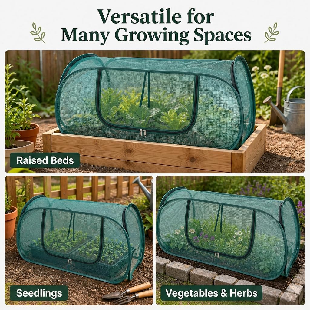 2 Pack Pop Up Mesh Plant Cover-33% Sunblock Garden Covers for Raised Beds