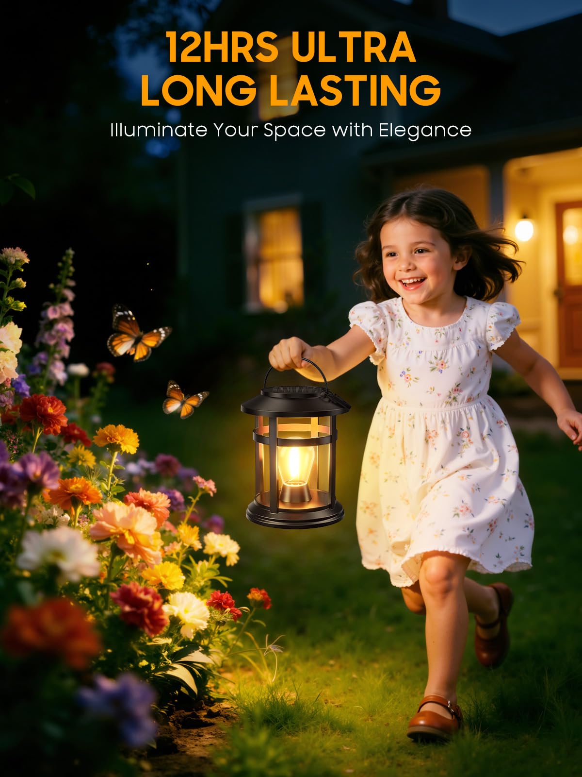 Solar Lantern Outdoor Waterproof, 2 Pack Bright Hanging Solar Lights for Outside Decorative, Upgraded Solar Powered Lanterns LED Lighting for Garden Patio Porch Decor Gifts (Warm Light)