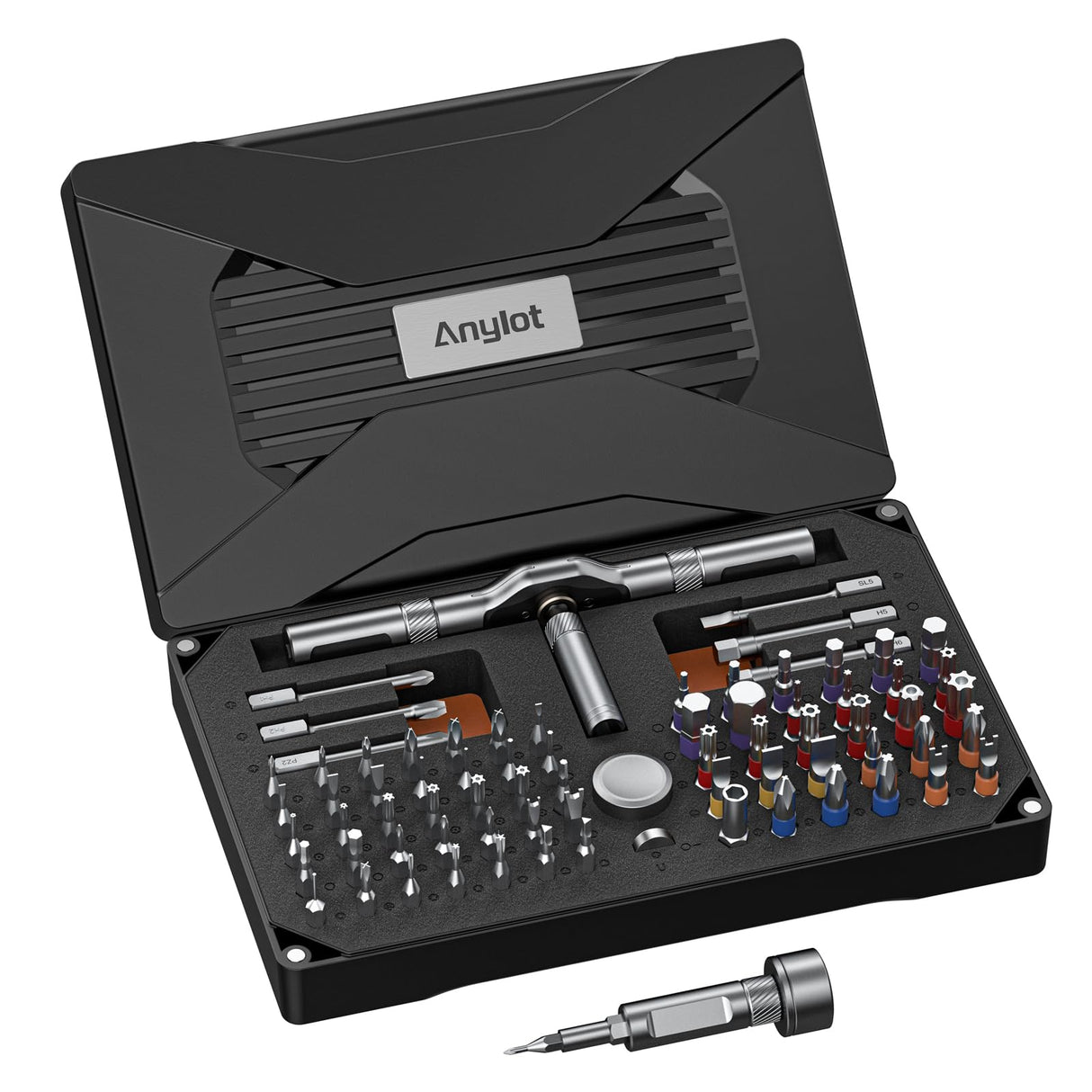 74 in 1 Magnetic Ratchet Screwdriver Set - T Handle Ratchet Screwdriver with S2 Steel Bits, Detachable Design & Storage Case, Precision Repair Tool Kit for Electronics, Furniture, Bicycle, Watch, DIY