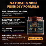 MONIER Tallow and Honey Balm for Face, Beef Tallow for Skin, Moisturizer with 100% Organic Grass-Fed Beef Tallow & Raw Wild Honey - Natural Formula for Dry & Sensitive Skin (Unscented)
