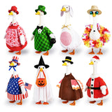 Kinhzrude 8 Set Porch Goose Outfits Holiday Goose Clothes - Valentine St. Patrick Easter Summer 4th of July Fall Halloween Christmas Lawn Porch Goose Clothing for Patio Yard Decor