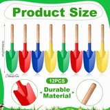 Gisafai 12 Pcs Toy Shovels for Kids Gardening Tools Kids Shovel Mini Metal Garden Shovel Sand Shovels with Sturdy Wooden Handle for Summer Beach Toddler Soil Planting Digging Tools, 4 Colors