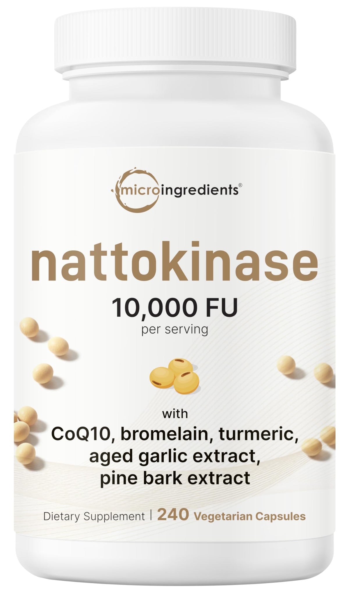 Micro Ingredients Nattokinase 10,000 FU Per Serving, 240 Veggie Capsules