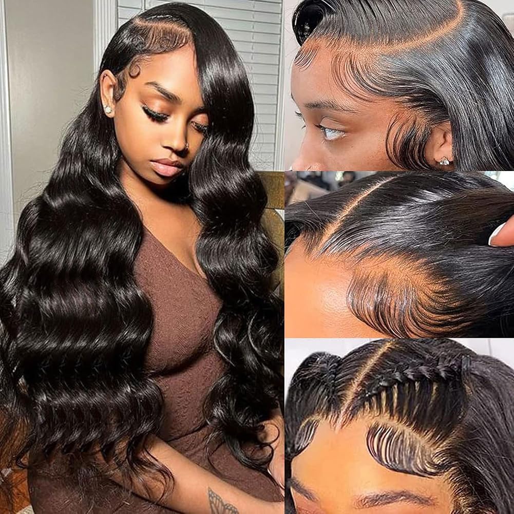 ANNELBEL 250% Density 30 Inch 13x6 Lace Front Wigs Human Hair Body Wave HD Transparent Lace Frontal Human Hair Wigs 12A Grade Glueless Wigs Human Hair for Women Natural Black