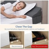 Vekkia Queen Bed Wedge Pillow for Headboard Gap Filler(0-7"),High-Density Foam,Prevents Pillows & Items from Falling,Ergonomic Design,Large Storage Pockets, Removable&Washable Cover,Gray,60''x7''x11''