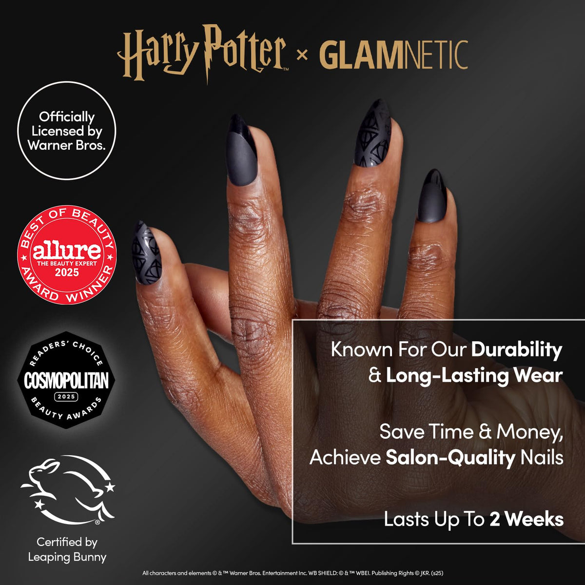 Glamnetic x Harry Potter Press On Nails, Short Almond, Deathly Hallows