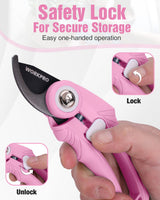 2-Pack 6.9" Garden Pruning Shears, Bypass & Straight Garden Scissors, Pink