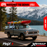 XSTRAP STANDARD Ratchet Tie Down Straps 4 Pk 10 Ft- 300 Lbs Load Cap- 900 Lbs Break Strength-Cargo Straps for UTV, ATV, Pickup,Truck, Moving Appliances, Lawn Equipment, Blue