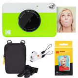 KODAK Printomatic Full-Color Instant Print Camera Starter Bundle + Carrying Case + Zink 20pk Photo Paper - Colorful Photos On 2x3 Sticky-Back Paper - Fun Gift for Birthday Christmas Holiday - Green