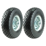 KASTFORCE KF4003 Twin Pack 10-Inch Solid Rubber Tire Wheels Replacement 3.00-4 Tires Wheels Flat Free with 5/8" Bearings 2.15" Offset Hub Perfect for Hand Truck Wheelbarrow Garden Cart Non-Flat