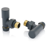Sandy Beach Anthracite Radiator Valves - Valve for Radiator, Radiator Valves, Angled Radiator Valves, Towel Radiator Valves - Anthracite Angled Heated Towel Rail Radiator Valves (15mm)