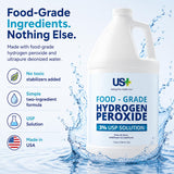 US+ Food Grade 3% Hydrogen Peroxide - Versatile All-Natural Cleaner - Made in USA - 1 Gallon (128 Fl Oz)