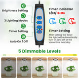Wiaxulay Ceiling Grow Lights for Indoor Plants, 288 LED Full Spectrum 3.5in Halo Plant Grow Light, 12/3A Under Cabinet Grow Lamp with Auto Timer 6/12/16 Hrs, 3 Lighting Mode, 5 Brightness, Six Head