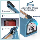 METRONIC Impulse Heat Sealer 8 Inch, Manual Bags Sealer Heat Sealing Machine Impulse, Sealer Machine for Plastic Bags PE PP Bags with Extra Replace Element Grip