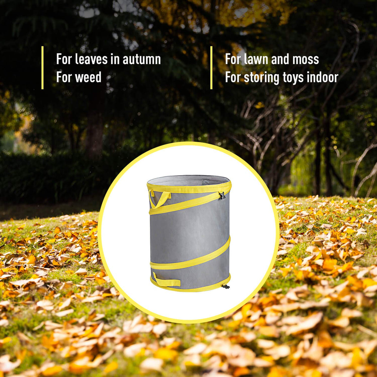 Jardineer Collapsible Pop Up Trash Can, 30 Gallon Reusable Yard Waste Bag with Handle, Foldable Portable Garden Leaf Bag for Outdoor Lawn, Patio, Camping, Gardening Debris Storage