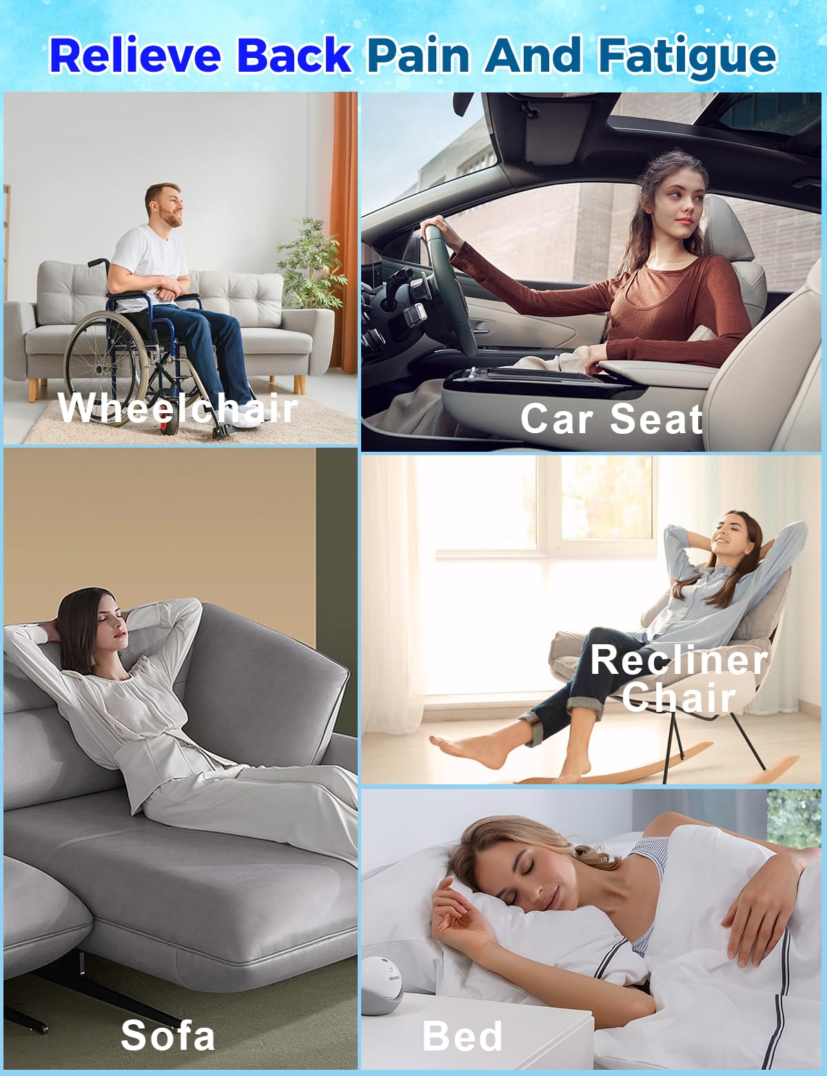 Lower Back Pain Relief Pillow for Sleeping Memory Foam Lumbar Support Pillow for Side Back Sleepers - Ergonomic Cooling Waist Pillow - Back Pain Relief Wedge Cushion Bolster Pillow for Bed, Car, Sofa