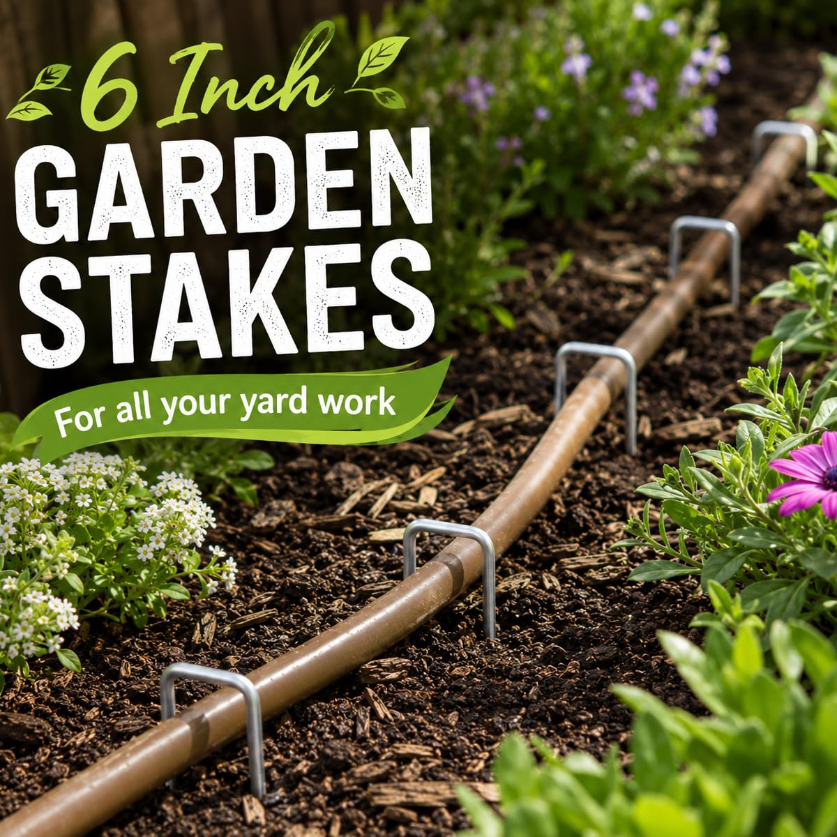 200 Pack Landscape Staples Garden Stakes 6 Inch 11 Gauge Galvanized Landscape Fabric Pins Anti-Rust Landscape Spike Heavy Duty Ground Staples for Weed Barrier, Irrigation Tubing & Lawn Decor
