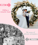 Queension Metal Arch Backdrop Stand 8Ft Wide 7Ft High, Wedding Arch Frame for Wedding Decorations, Balloon Arch Stand with Base for Ceremony, Outdoor Garden Arch Trellis for Climbing Plants, Gold