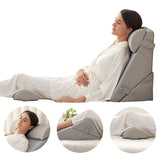 Bedluxe Adjustable 4pcs Bed Wedge Pillow Set, Memory Foam Wedge Pillows Post Surgery for Back, Neck, Leg Pain Relief, Pillow Wedge for Sleeping, Sitting up in Bed, Acid Reflux and GERD, Grey