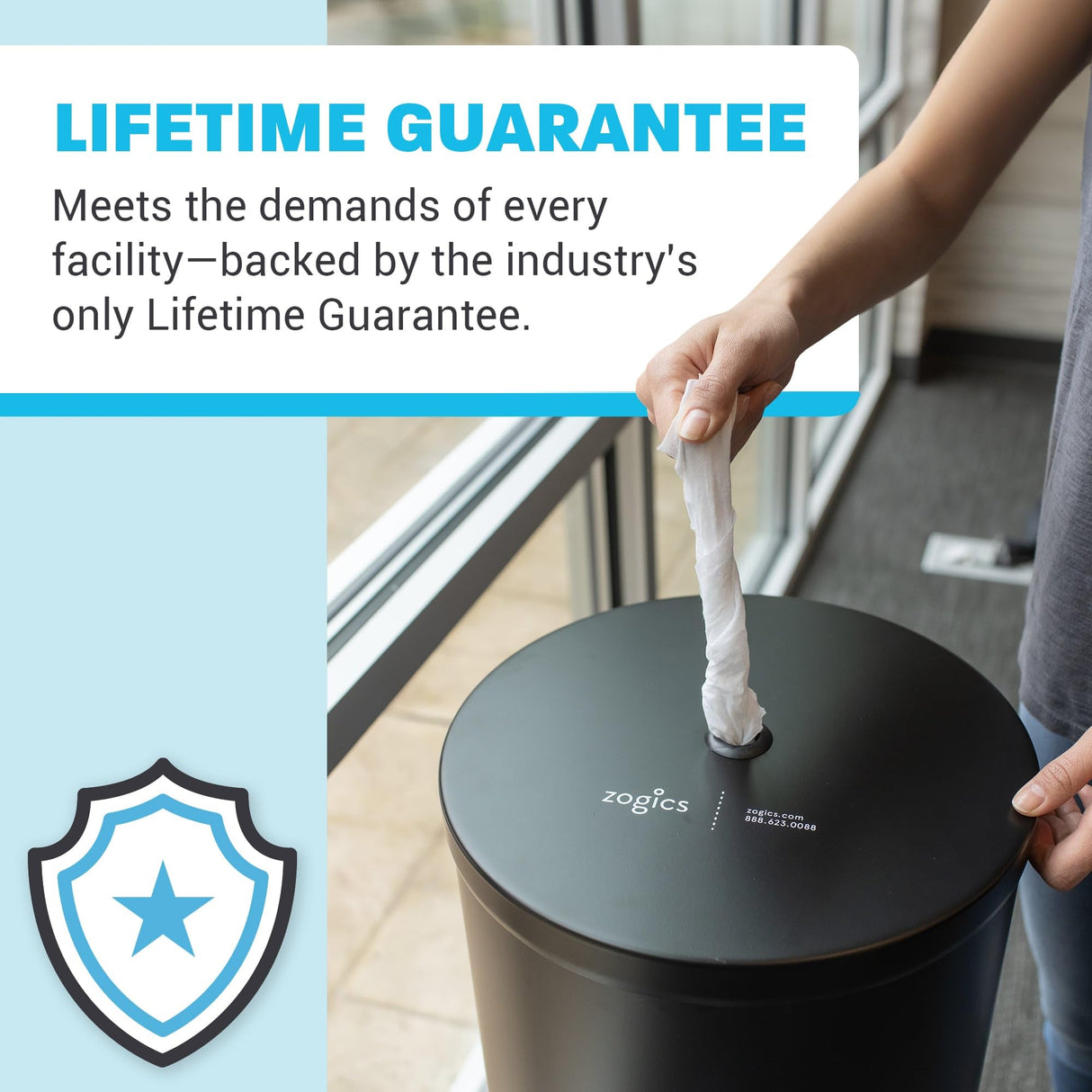 Zogics Gym Wipes Dispenser Stand and Trash Bin – Dual-Purpose Wet Wipes Dispenser for Sanitizing and Cleaning with Built-in 7 Gallon Trash Can, Black Galvanized Steel