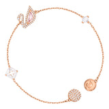 Swarovski Dazzling Swan Collection Women's Bracelet, Pink and White Crystals with Rose-Gold Tone Plated Chain, Magnetic Closure