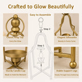12.5" & 16.5" Timeless Cozy Decorative Lanterns Set of 2, Handcrafted Metal Iron Candle Holders, Farmhouse Elegance Fireplace Mantel Table Festive Gatherings Decor (Antique Gold)