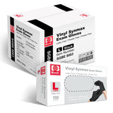 Basic Disposable Medical Synmax Vinyl Exam Gloves - 4 mil Safty Glove 1000pcs - Latex-Free & Powder - SGBE 8003, Large (Case of 1000, Black)