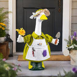 HALSHI Spring Gardener Porch Goose Outfit for 23 Inch Plastic Cement Goose Statue, Goose Outfit Clothes with Hat, Felt Tools & Flower for Outdoor Garden Yard Patio Art Decor