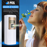 Rossesay 2 Pcs Automatic Air Freshener Spray Dispenser with Screen LCD Perfume Dispenser Wall Mount/Standing Capacity for Bathroom Hotel Office Commercial Place(White)