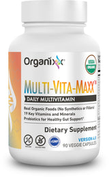 Organixx Vegan Multivitamin for Women & Men, with Vitamin C, D3, Vitamin B Complex, Probiotics, Organic Fruits and Vegetables, Supports Digestive, Gut Health, Immune Support, 90 Gel Capsules